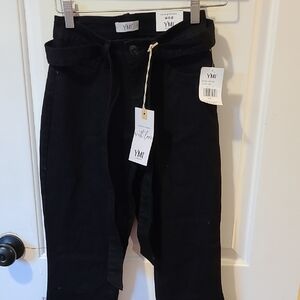 NWT YMI Black Flare Jeans With Frayed Ends And Matching Belt